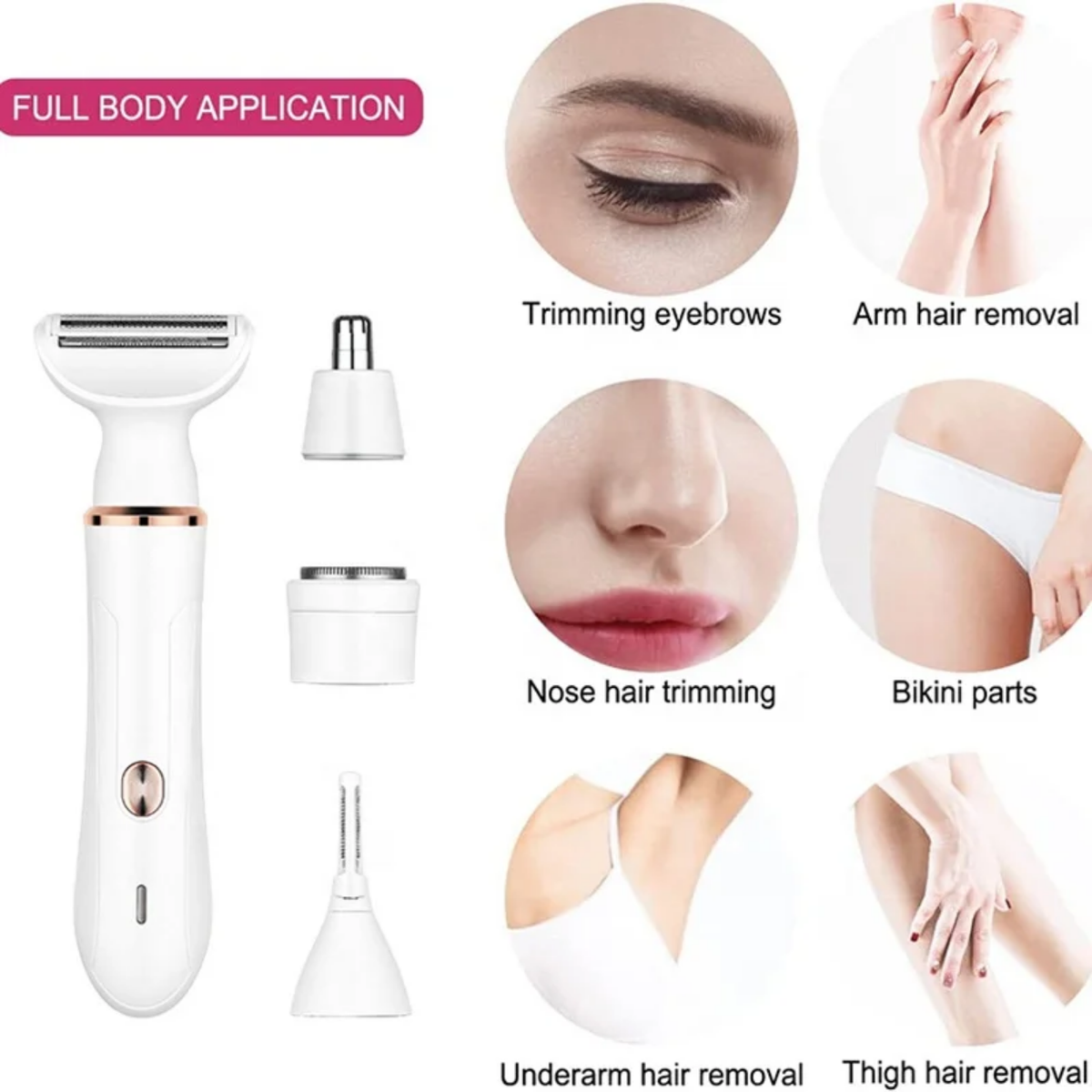4-in-1 Rechargeable Women's Electric Shaver & Personal Grooming Kit