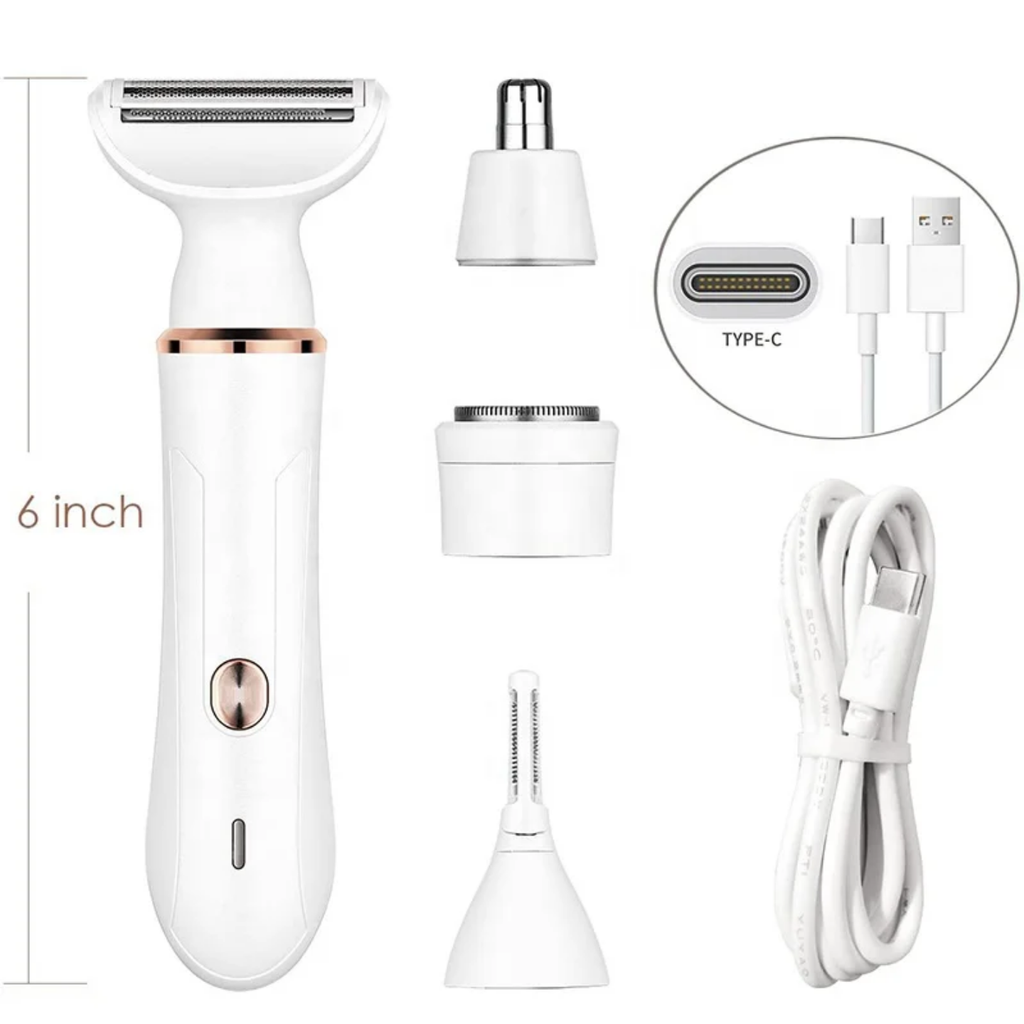 4-in-1 Rechargeable Women's Electric Shaver & Personal Grooming Kit