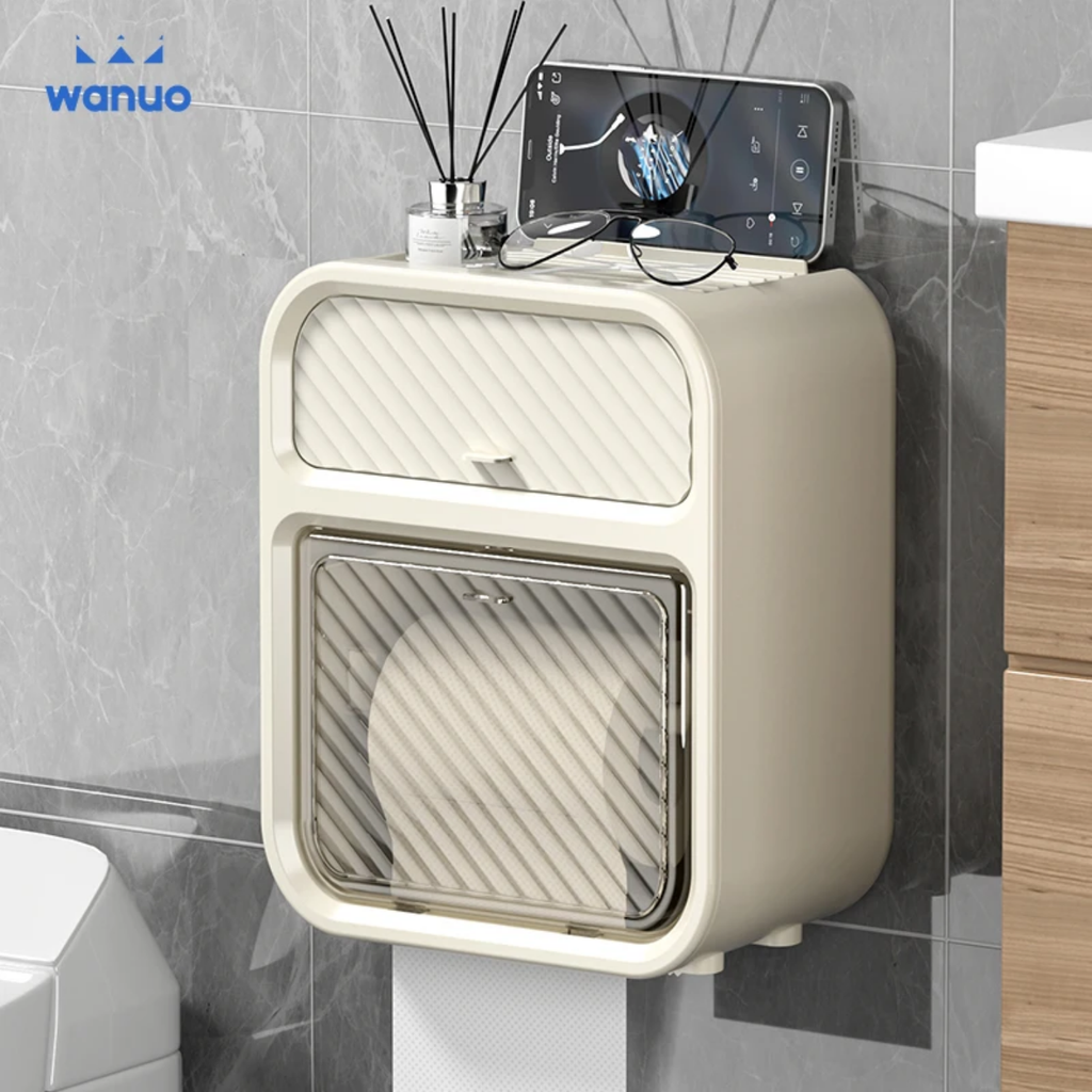 2-Layer Waterproof Wall-Mounted Tissue & Toilet Paper Storage Box