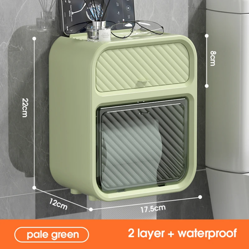 2-Layer Waterproof Wall-Mounted Tissue & Toilet Paper Storage Box