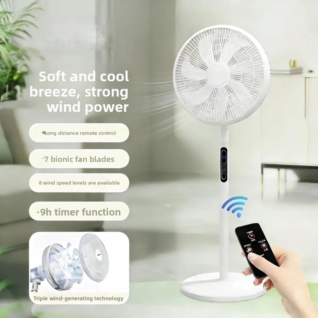 7-Leaf Soft Wind Remote Control Electric Floor Fan
