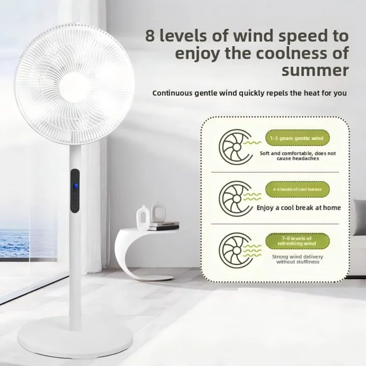 7-Leaf Soft Wind Remote Control Electric Floor Fan