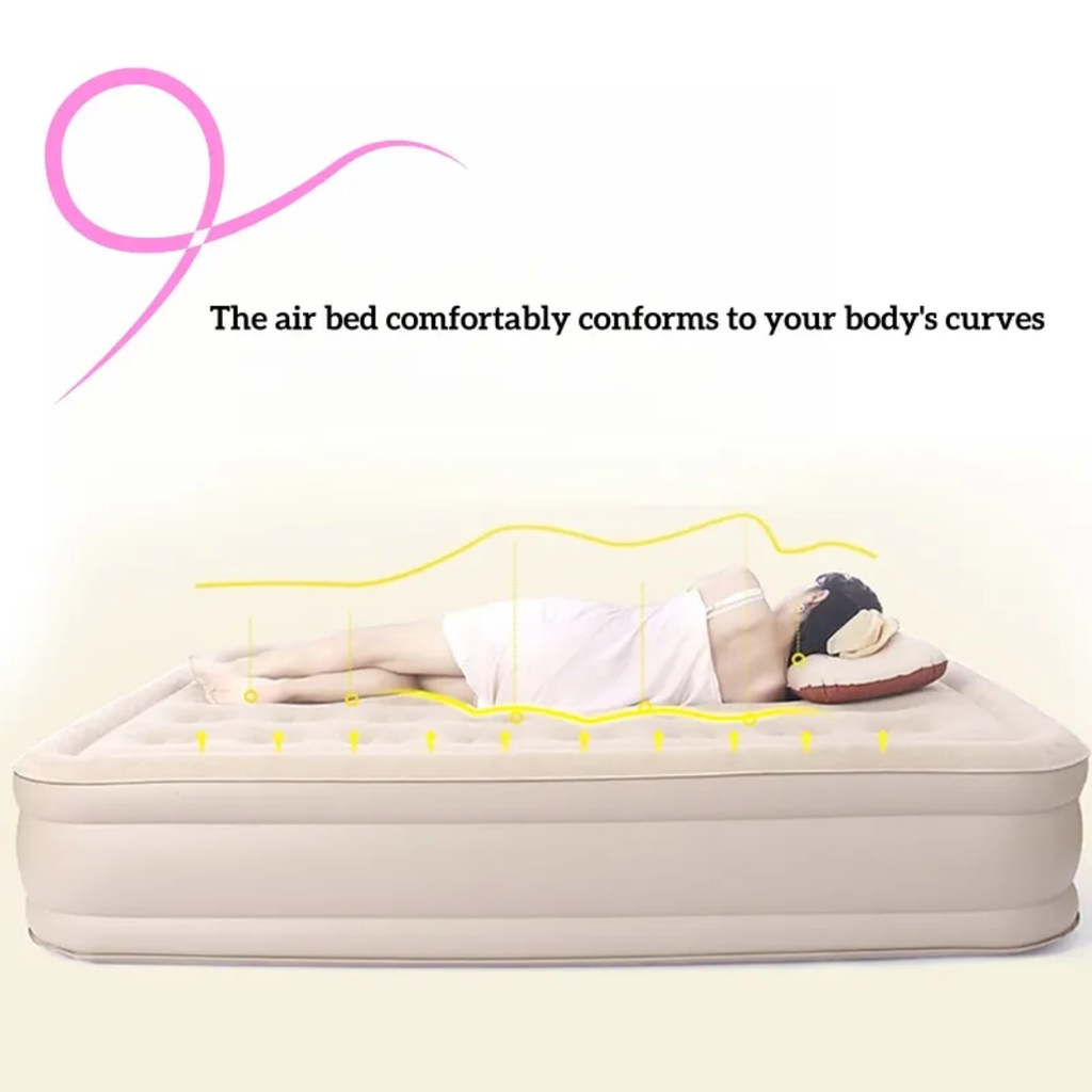 Deluxe Raised Inflatable Air Bed with Integrated Backrest & Bolsters