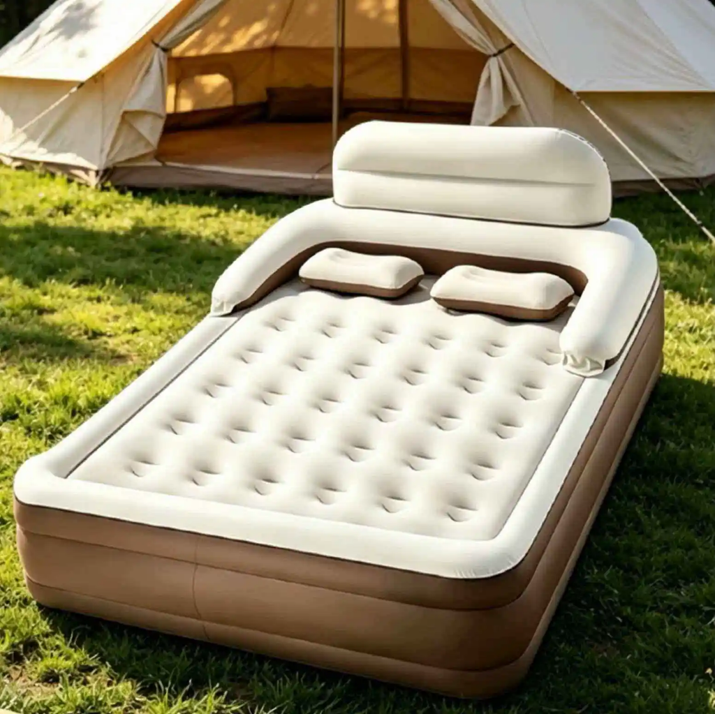 Deluxe Raised Inflatable Air Bed with Integrated Backrest & Bolsters