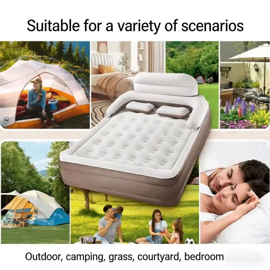 Deluxe Raised Inflatable Air Bed with Integrated Backrest & Bolsters