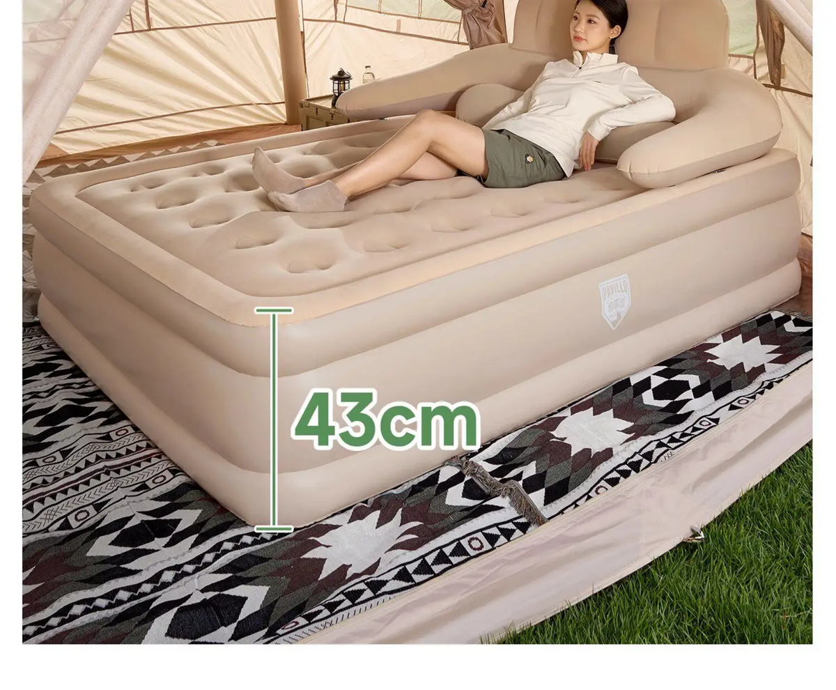 Deluxe Raised Inflatable Air Bed with Integrated Backrest & Bolsters