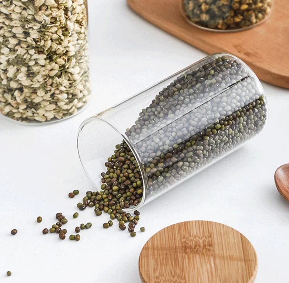 Clear Borosilicate Glass Storage Jars with Natural Cork Lids