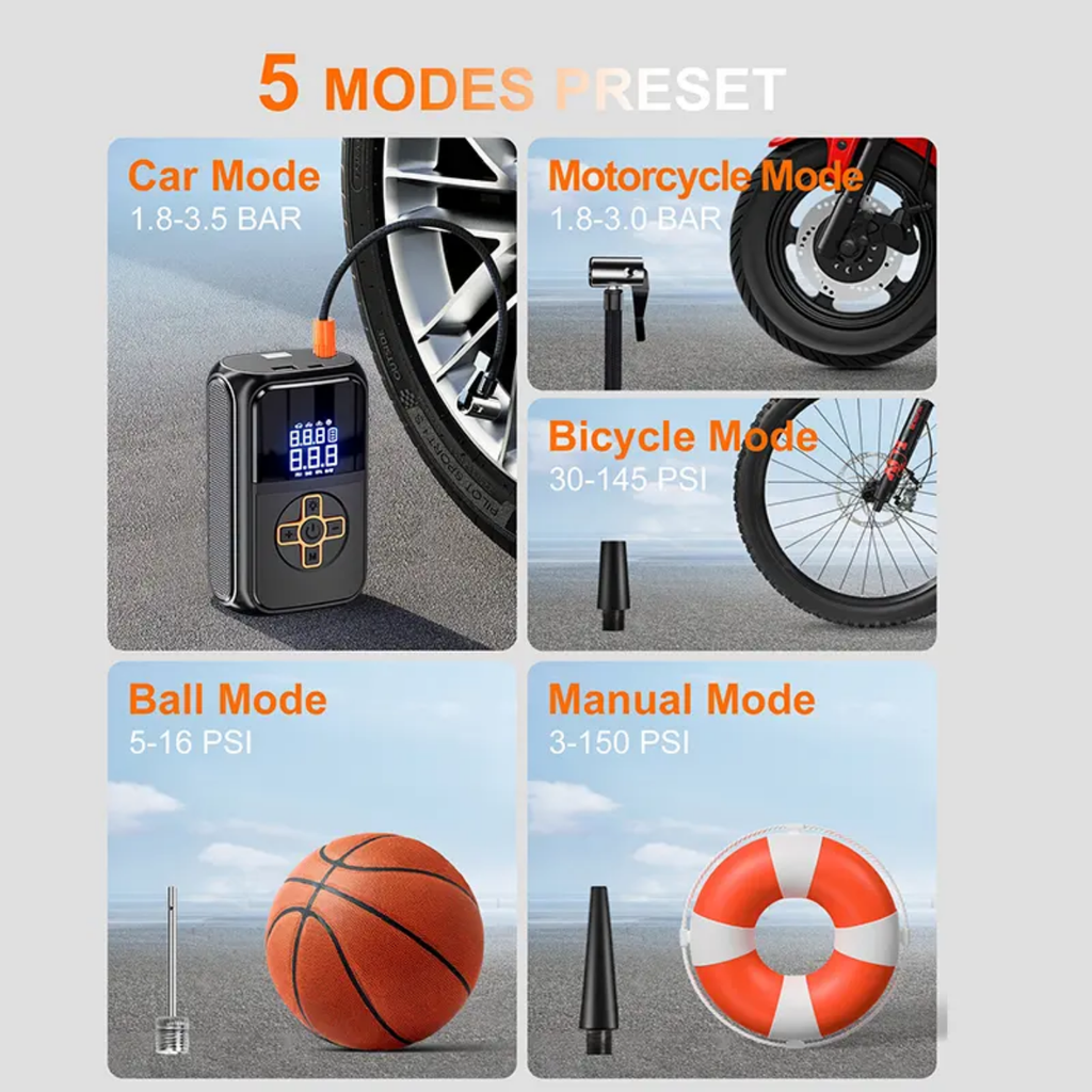 Portable Electric Air Pump & Digital Smart Tire Inflator