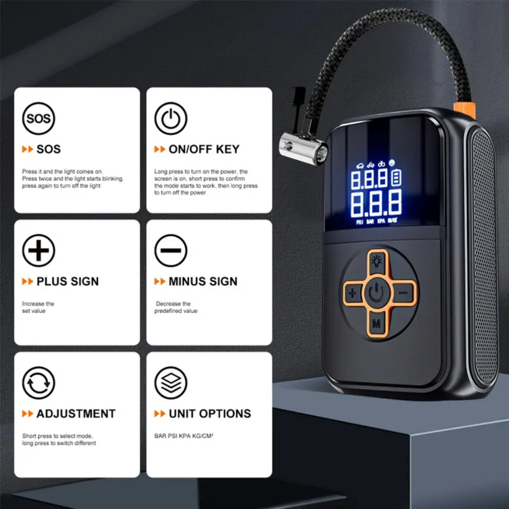 Portable Electric Air Pump & Digital Smart Tire Inflator