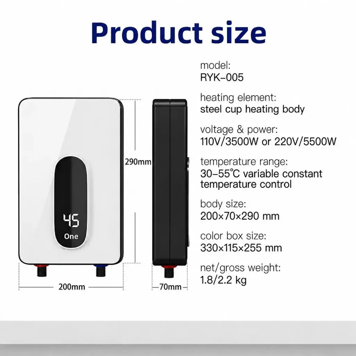 Instant Variable-Frequency Electric Kitchen Water Heater (Model RYK-004)