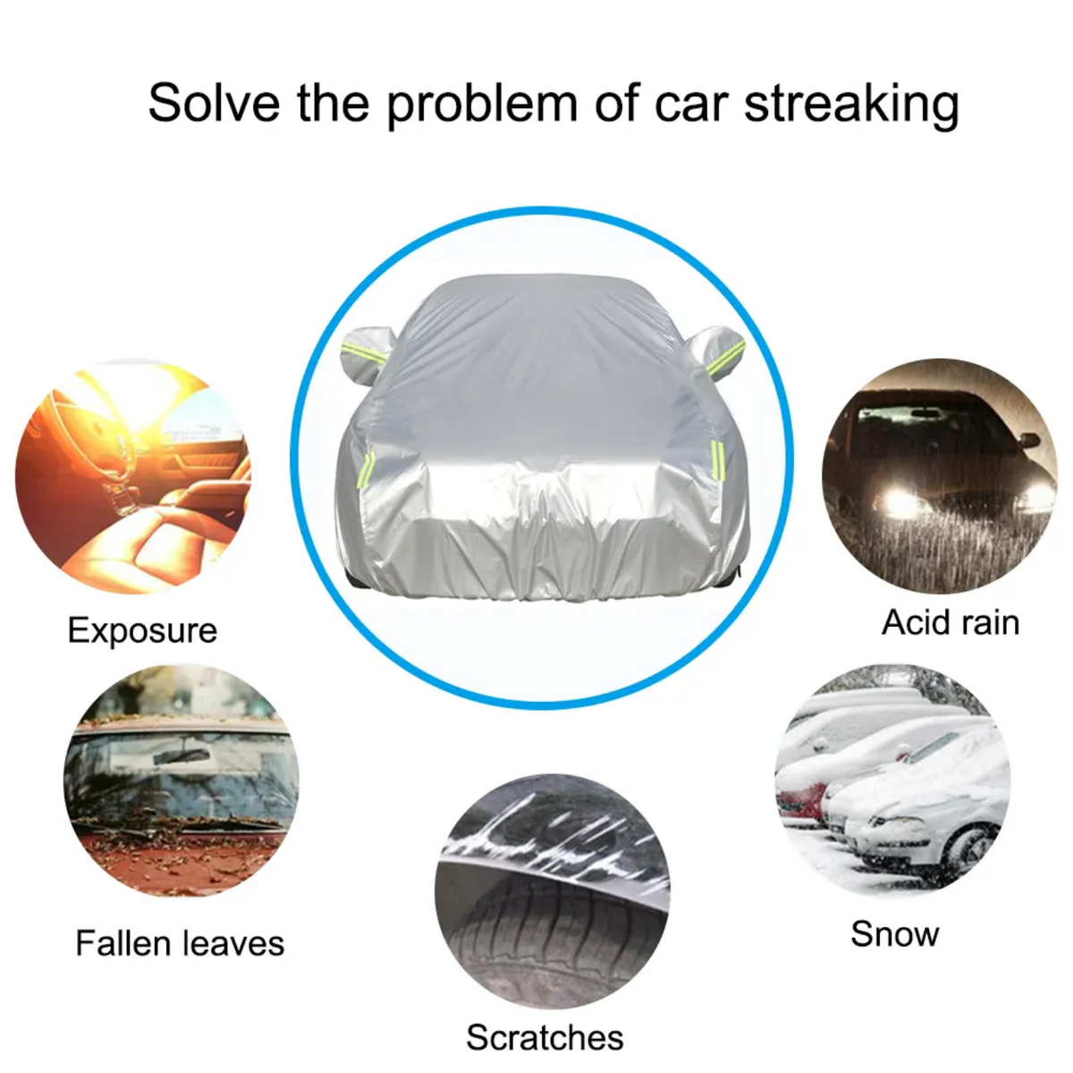 All-Weather Reflective Full Car Cover with Mirror Pockets