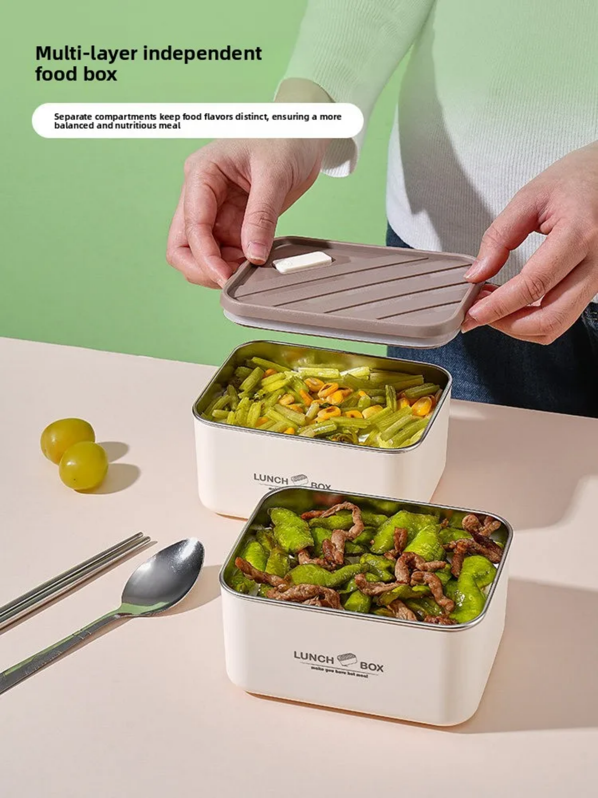 Multi-Compartment Insulated Bento Lunch Box Set with Bag