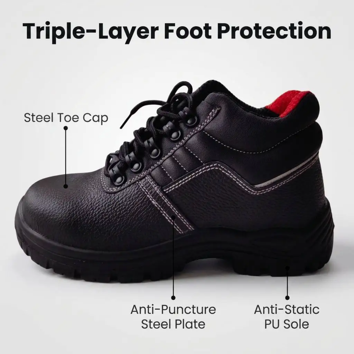Heavy-Duty Steel Toe Safety Work Boots