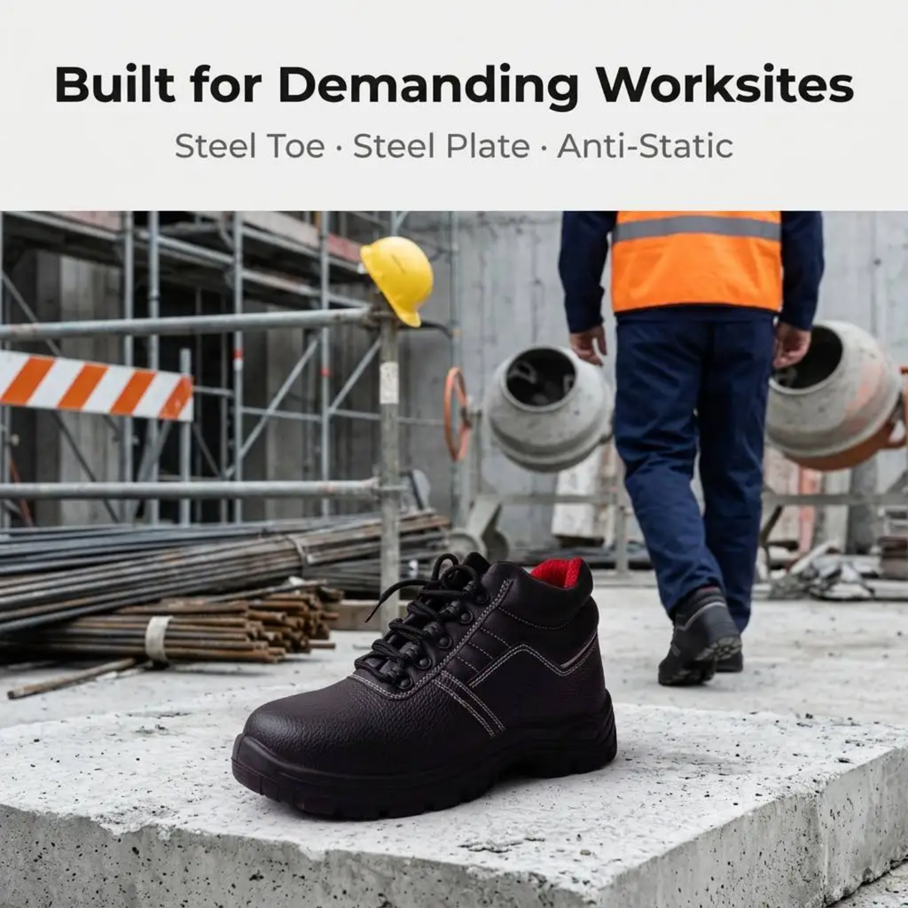 Heavy-Duty Steel Toe Safety Work Boots