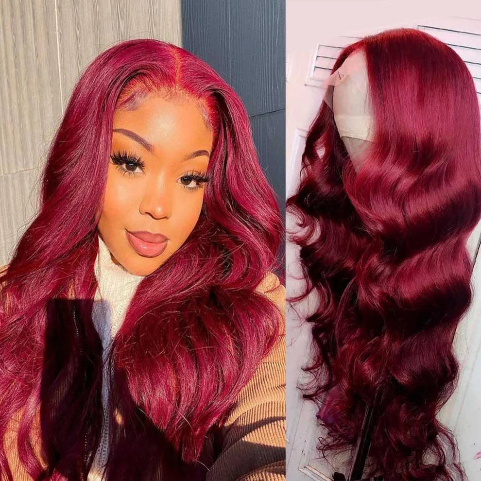Burgundy 99J Enchantment – Body Wave Lace Frontal Unit