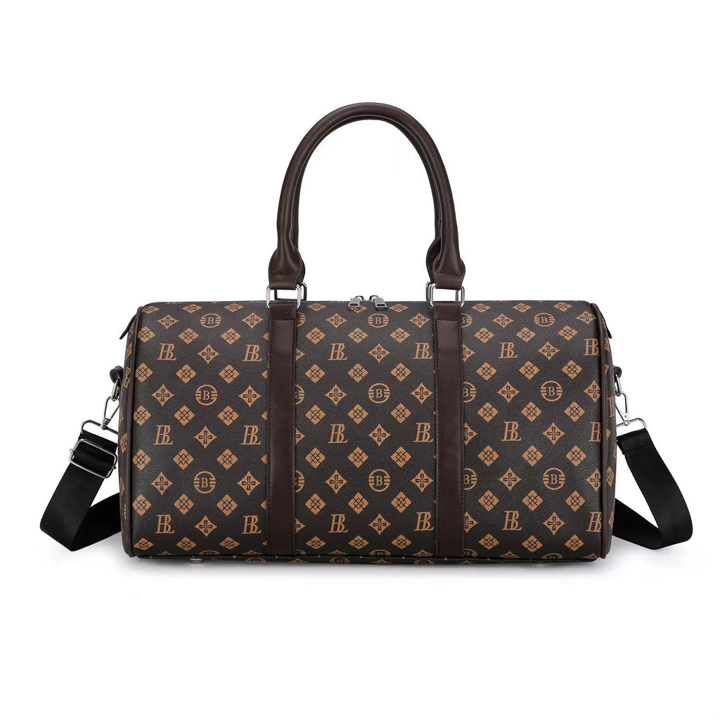 Luxury Monogram Travel Duffel Bag – Premium PU Leather Weekender for Men & Women