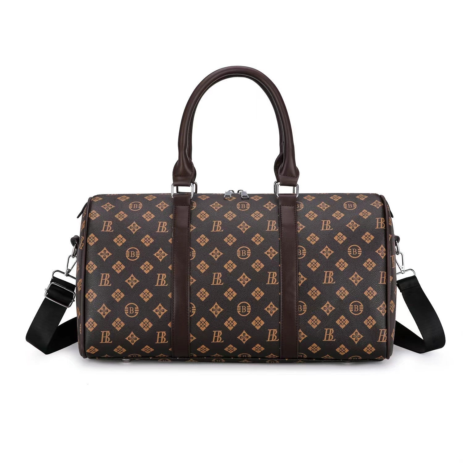 Luxury Monogram Travel Duffel Bag – Premium PU Leather Weekender for Men & Women