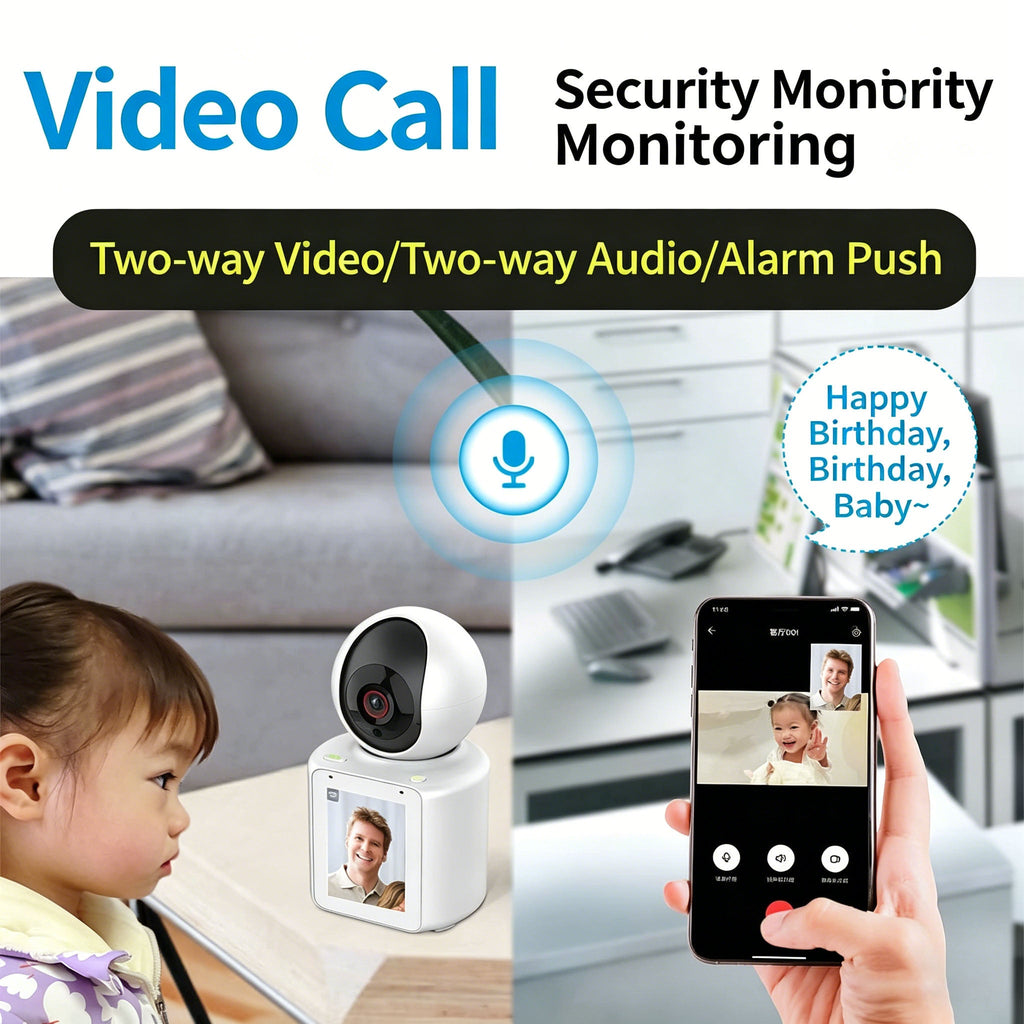 Smart Video Calling WiFi Camera with 2.8" IPS Screen – 1080P HD Two-Way Audio Security Monitor