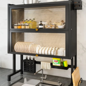 Premium Over-the-Sink Kitchen Storage Rack with Dustproof Doors